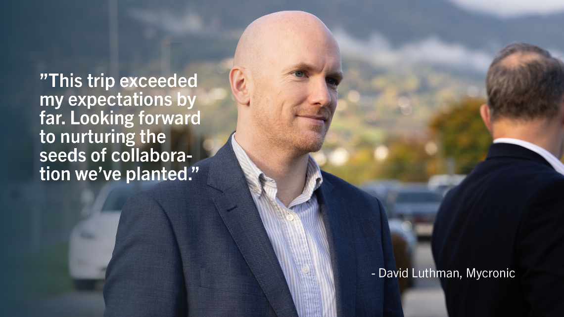 Tidigare deltagare David Luthman tillsammans med citat: "This trip exceeded my expectations by far. Looking forward to nurturing the seeds of collaboration we've planted." - David Luthman, Mycronic